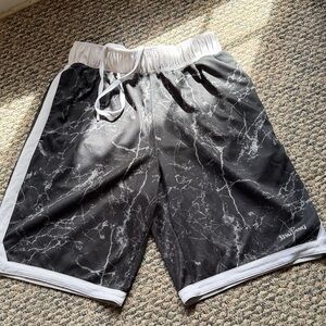 Spalding Black Marble Athletic Shorts with White Trim